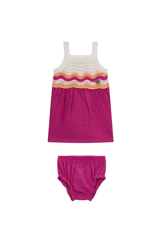 SL CROCHET DRESS+PANT - PURPLE LINK AND ORANGE