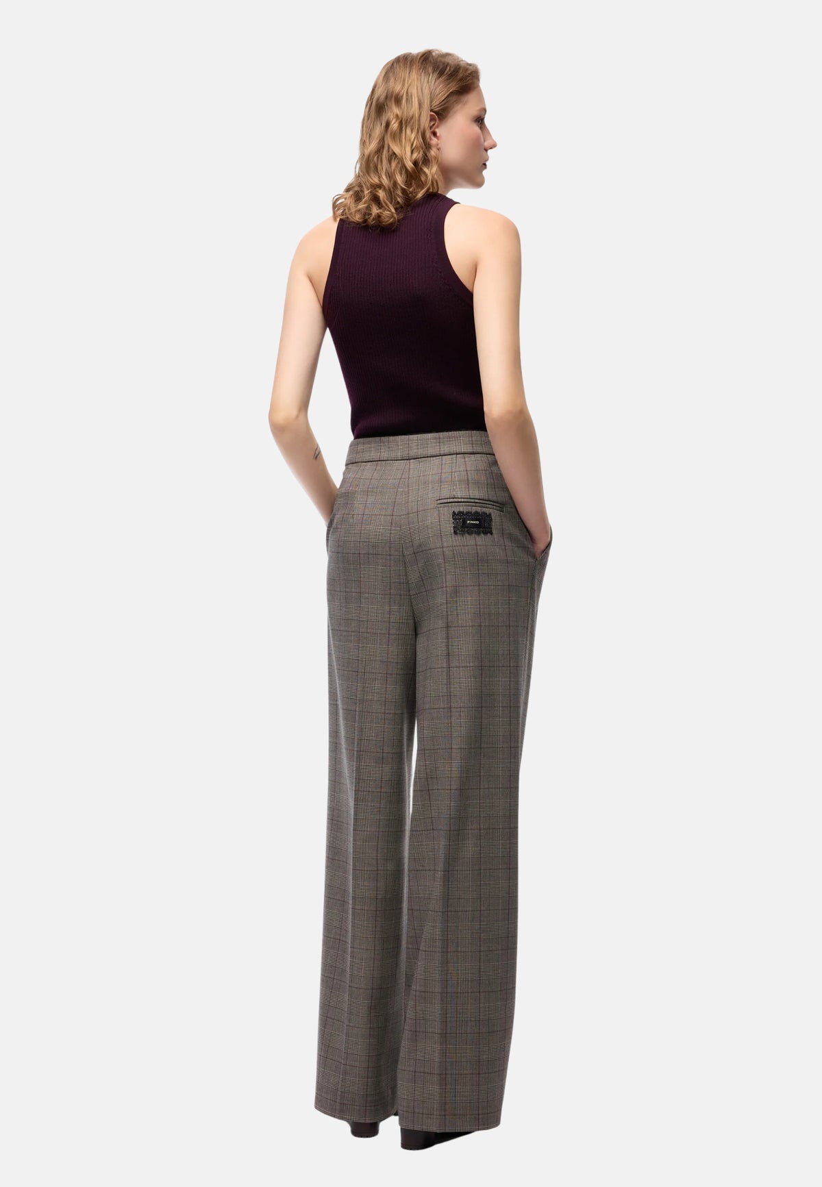 PLUMERIA PANTALONE MISTO LANA TINTO FILO - BEIGE/BORDEAUX