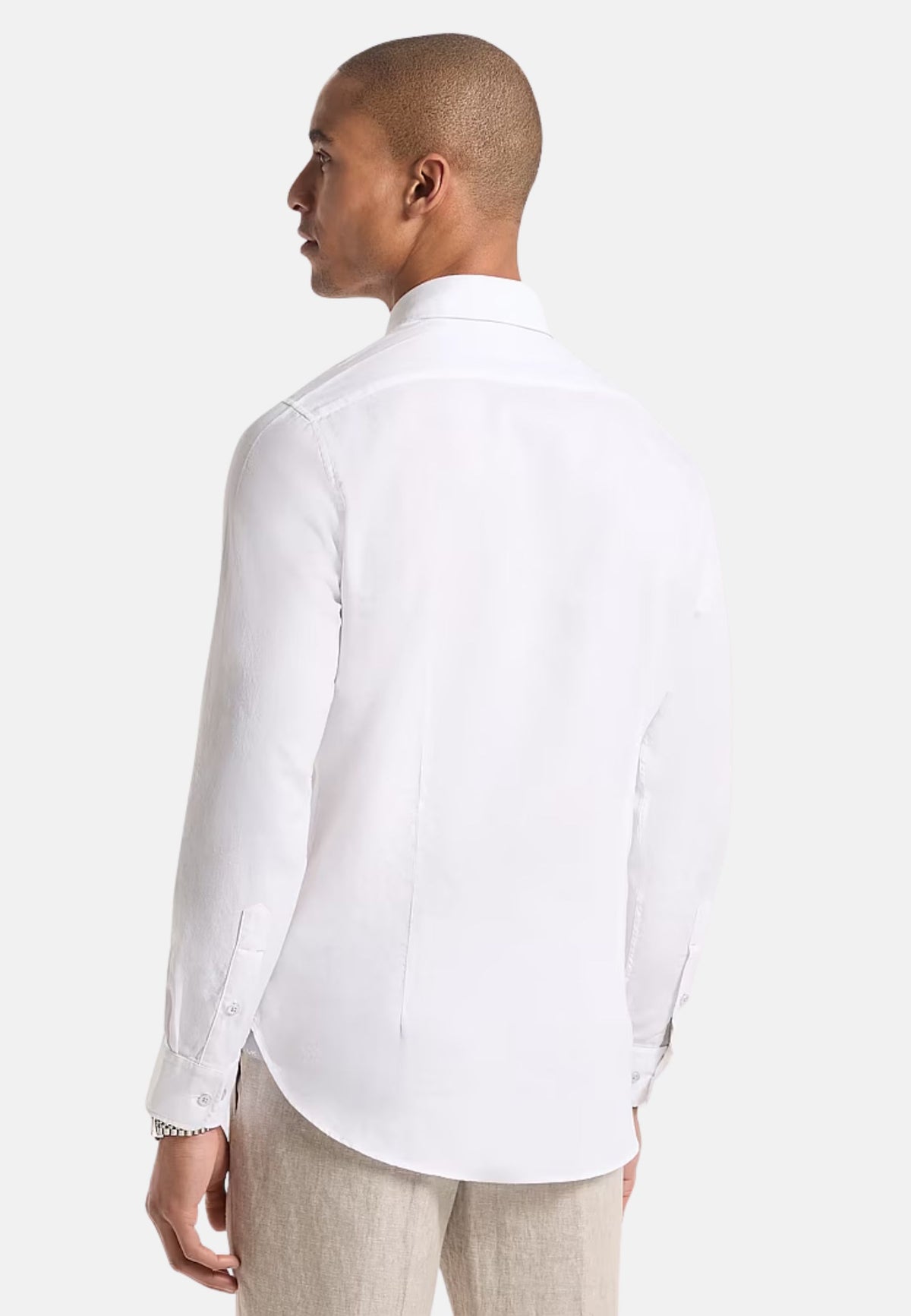 COTTON LINEN SLIM SHIRT - WHITE