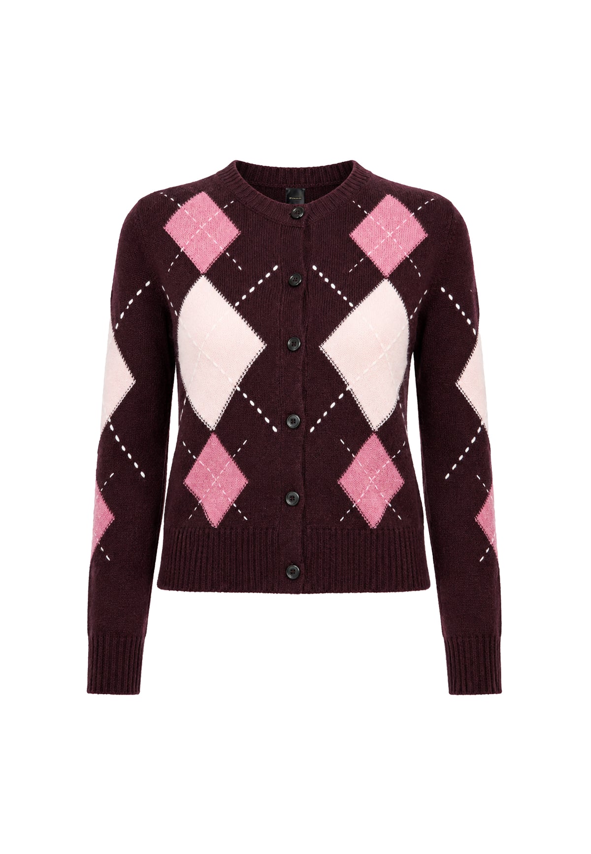 CARDIFF CARDIGAN ARGYLE CON CLOTH STITCH - BORDEAUX/ROSSO