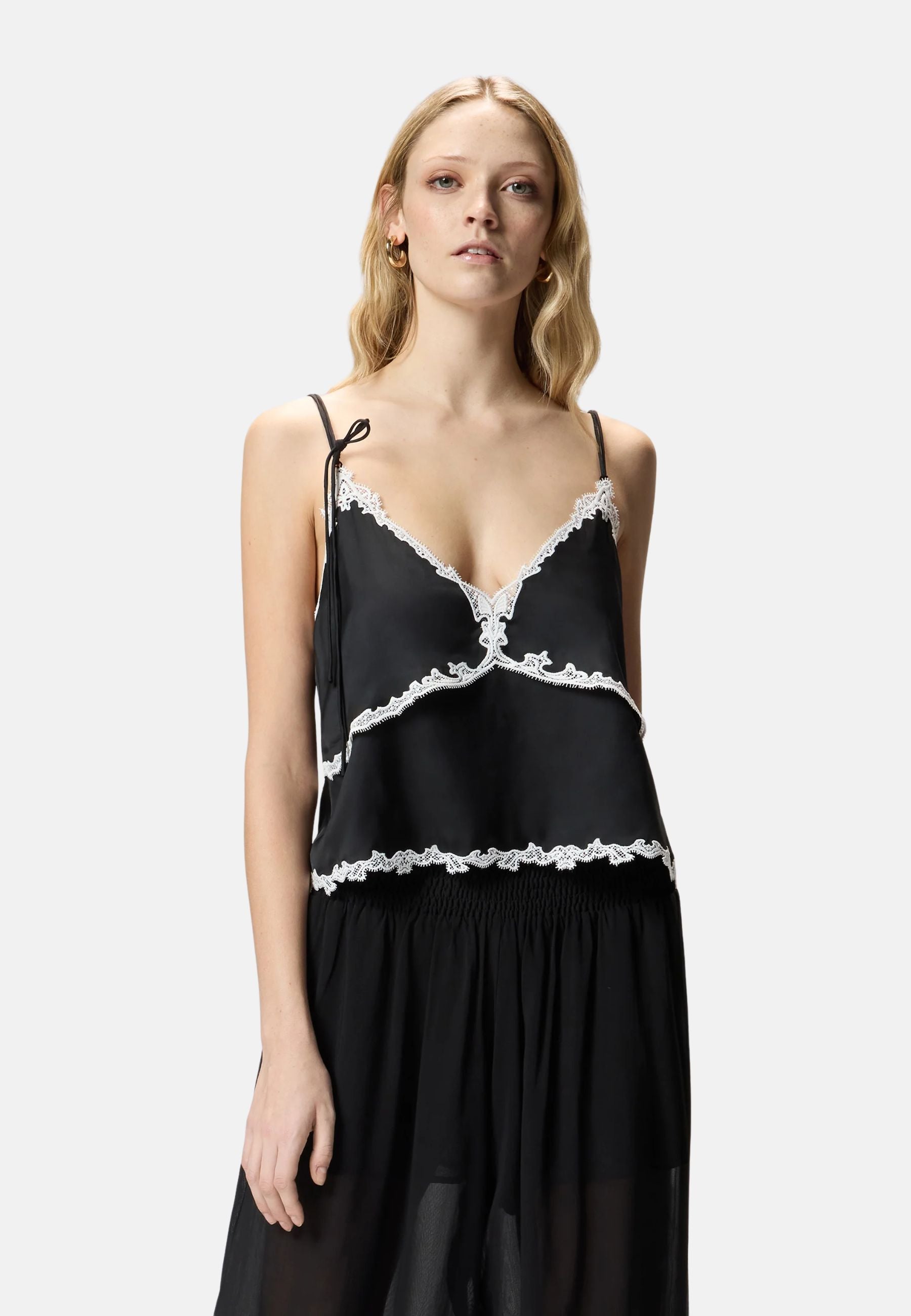 CANAZEI TOP TWILL FLUIDO - NERO/PANNA