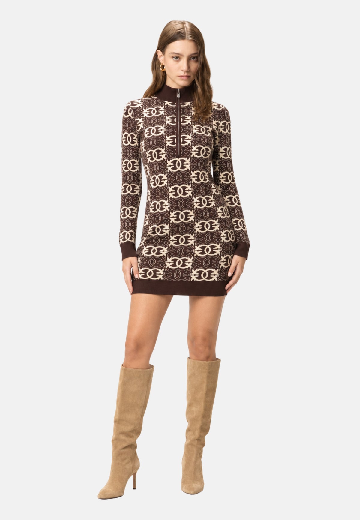 REIMS ABITO JACQUARD - MARRONE/BEIGE