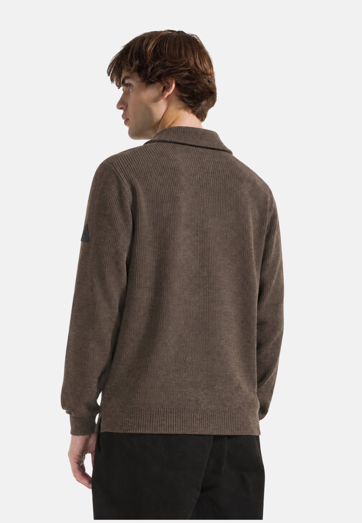 HALF ZIP ENGLISH RIB WARM WOOL L/S - TORTORA