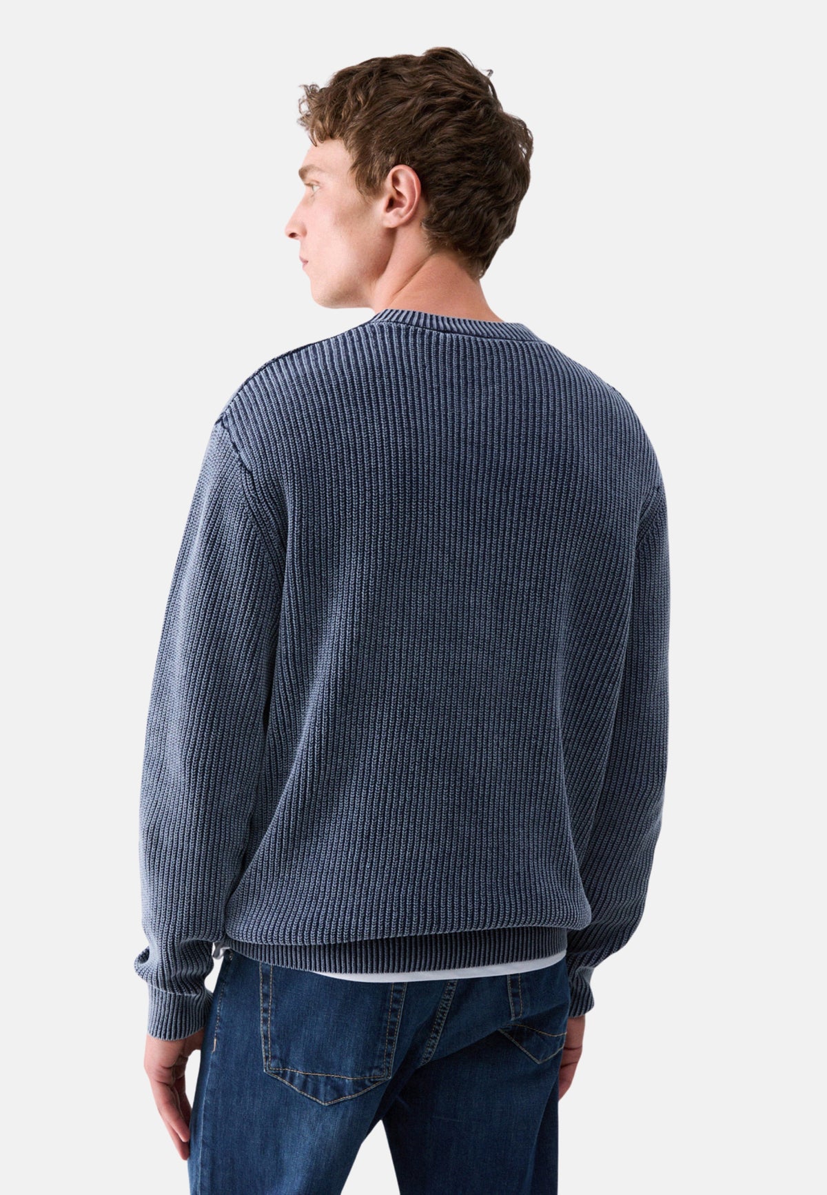 MAGLIA GIROCOLLO A COSTINA - BLU NAVY
