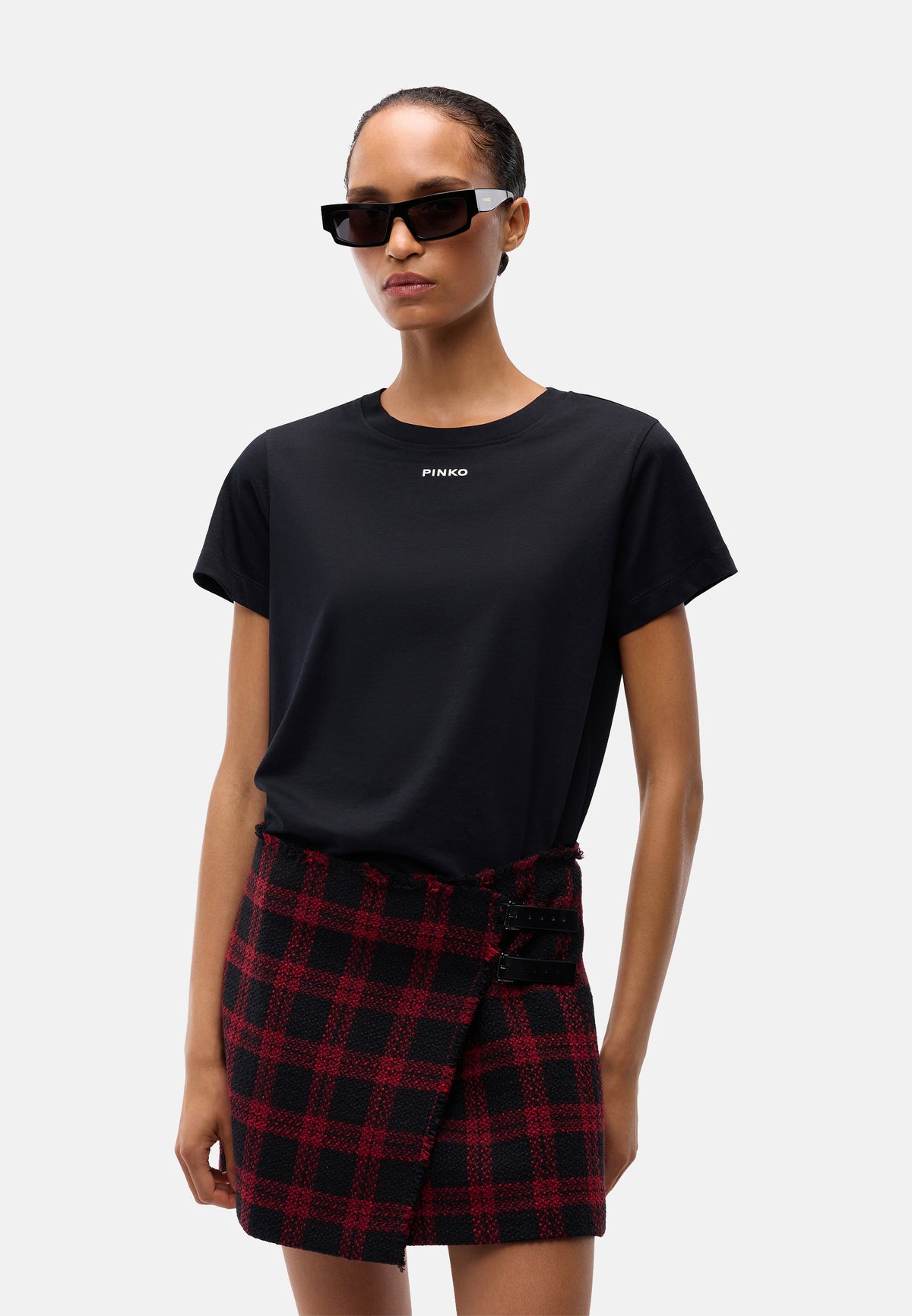 BASICO T-SHIRT JERSEY LOGO PINKO GOMMATO - BLACK