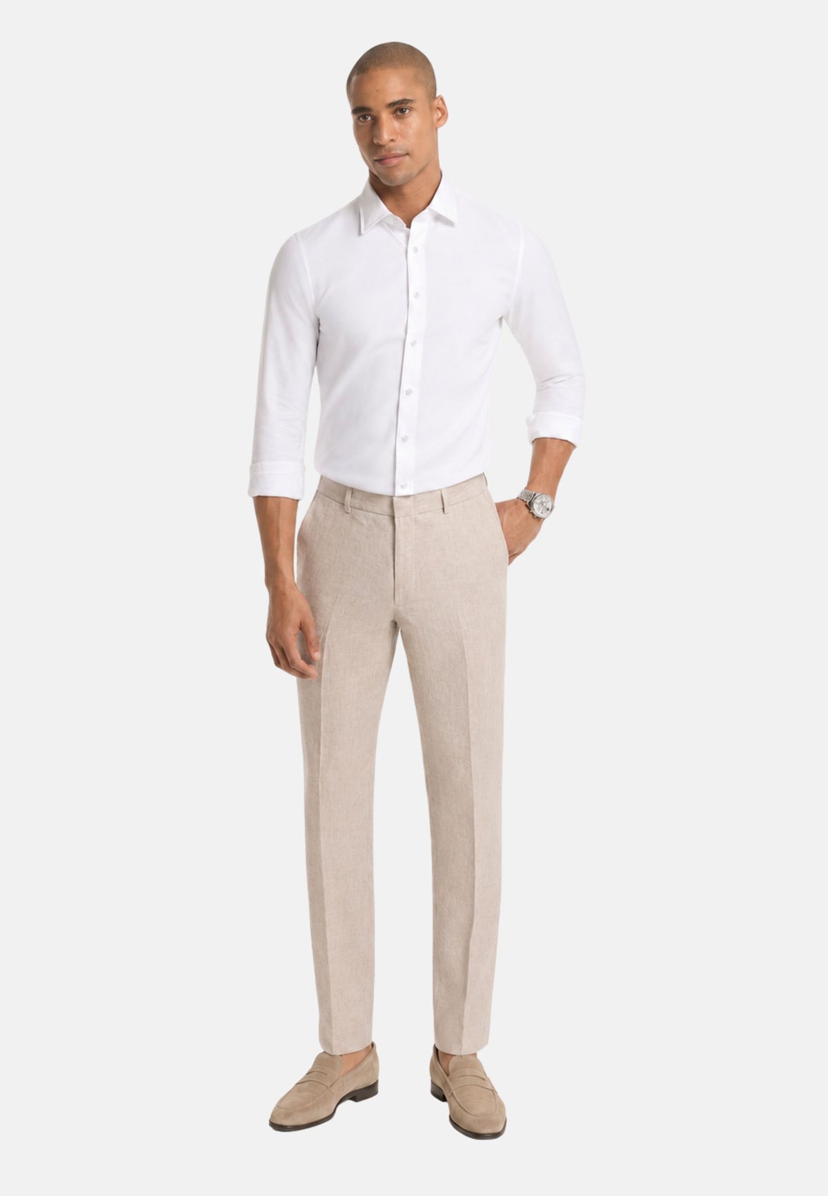 DOBBY ENGINEERD MODERN FIT SHIRT - WHITE