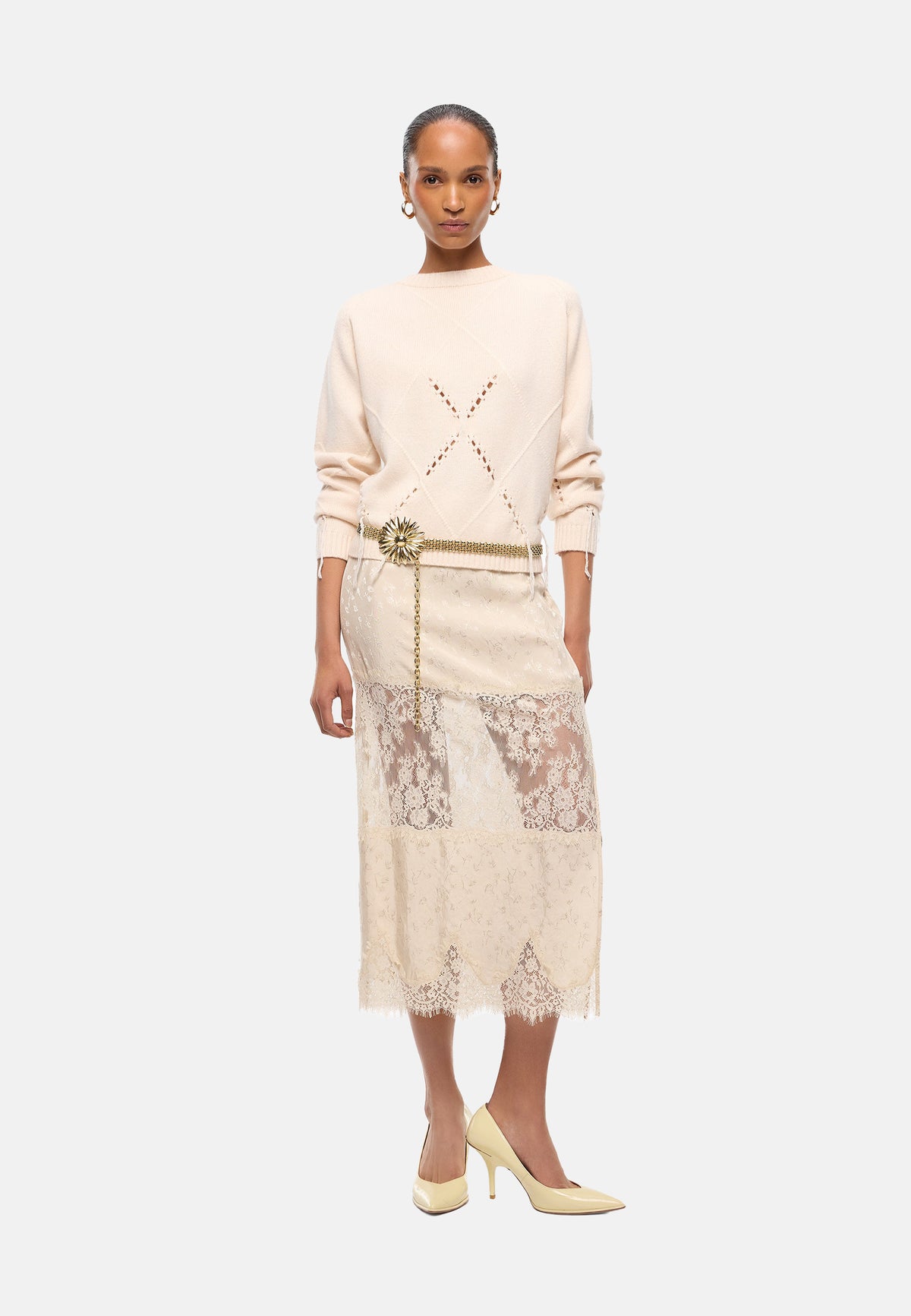 BERNA PULL ARGYLE TRAFORATO - BEIGE
