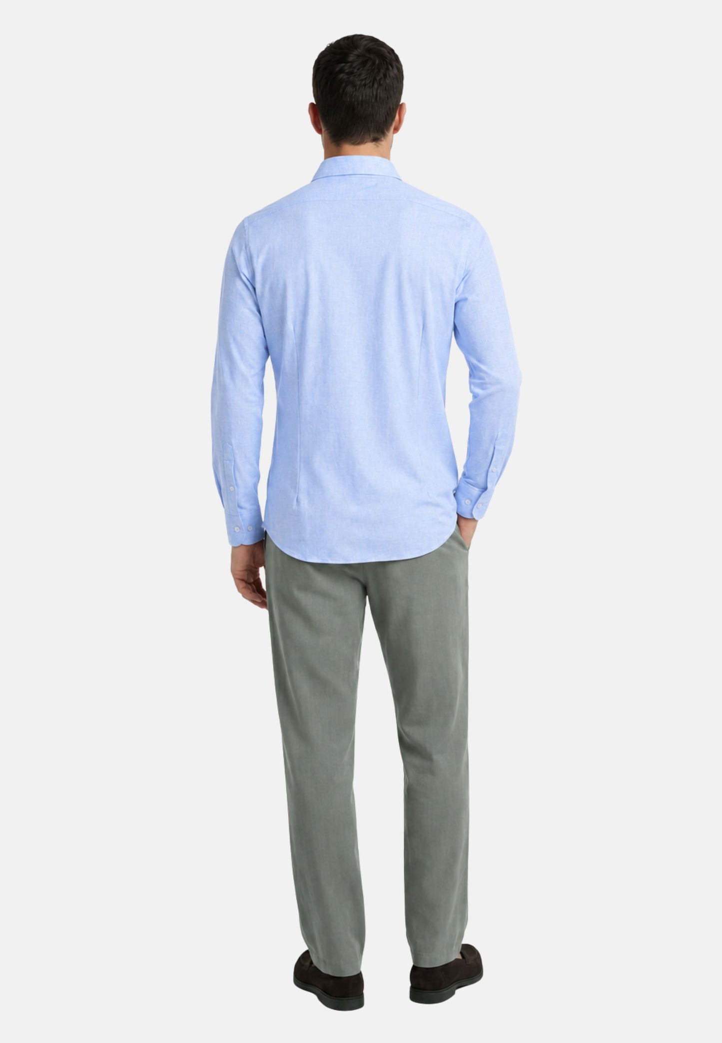 CAMICIA LINO M/L - blu