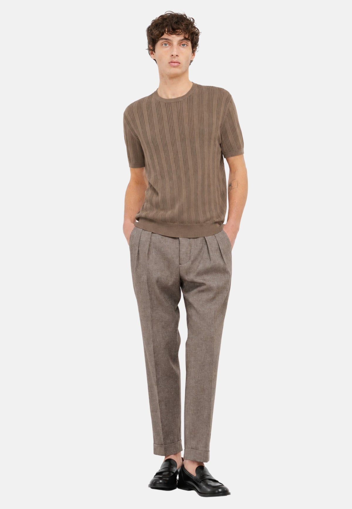 T-SHIRT M/M IN FILO - MARRONE