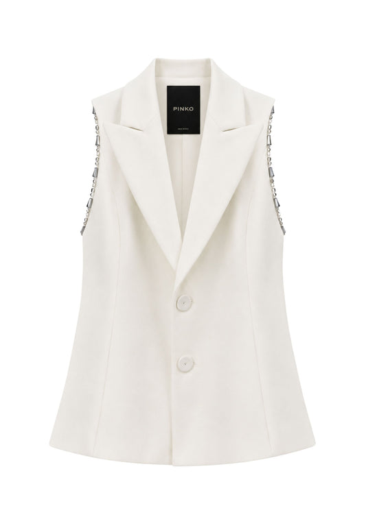 LITCHI GILET CON DECORO - WHITE