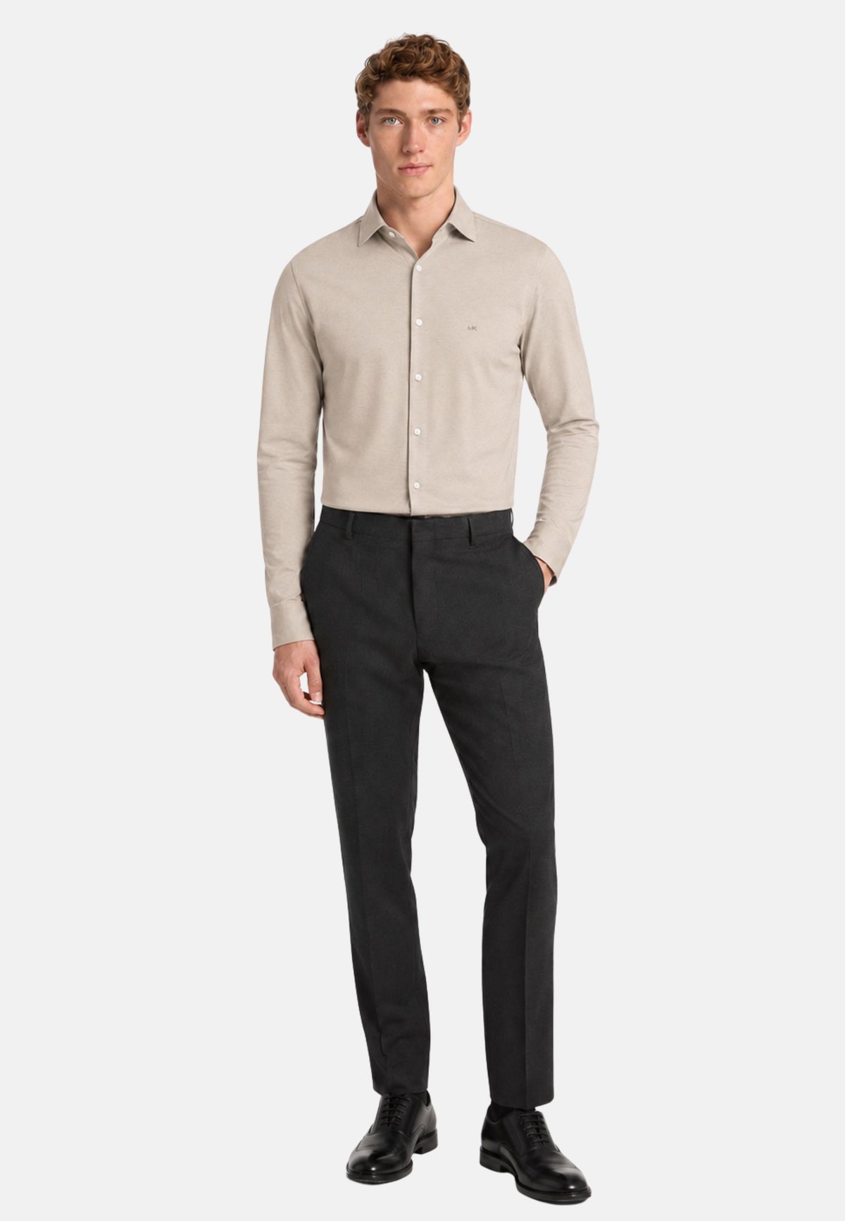 JAPANESE PERFORM KNIT SLIM SHIRT - SAND