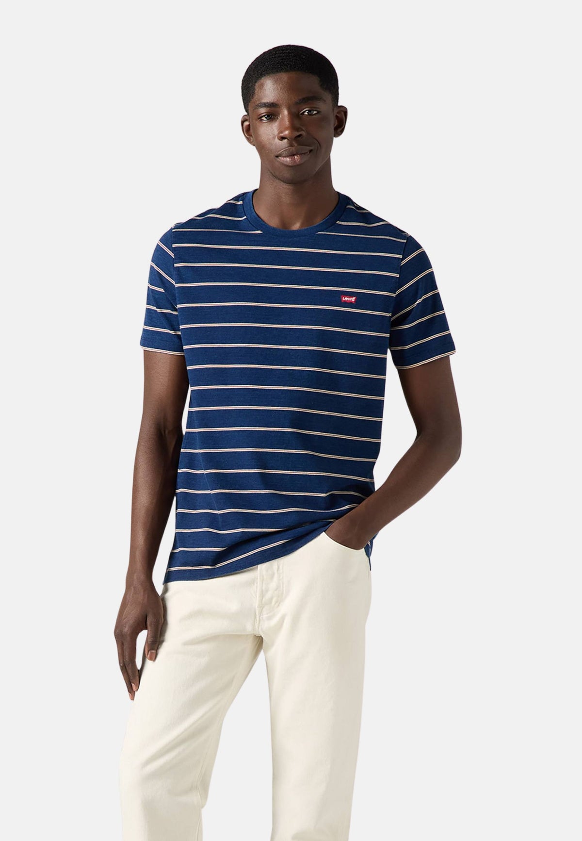 SS ORIGINAL HM TEE - RIGATA BLU