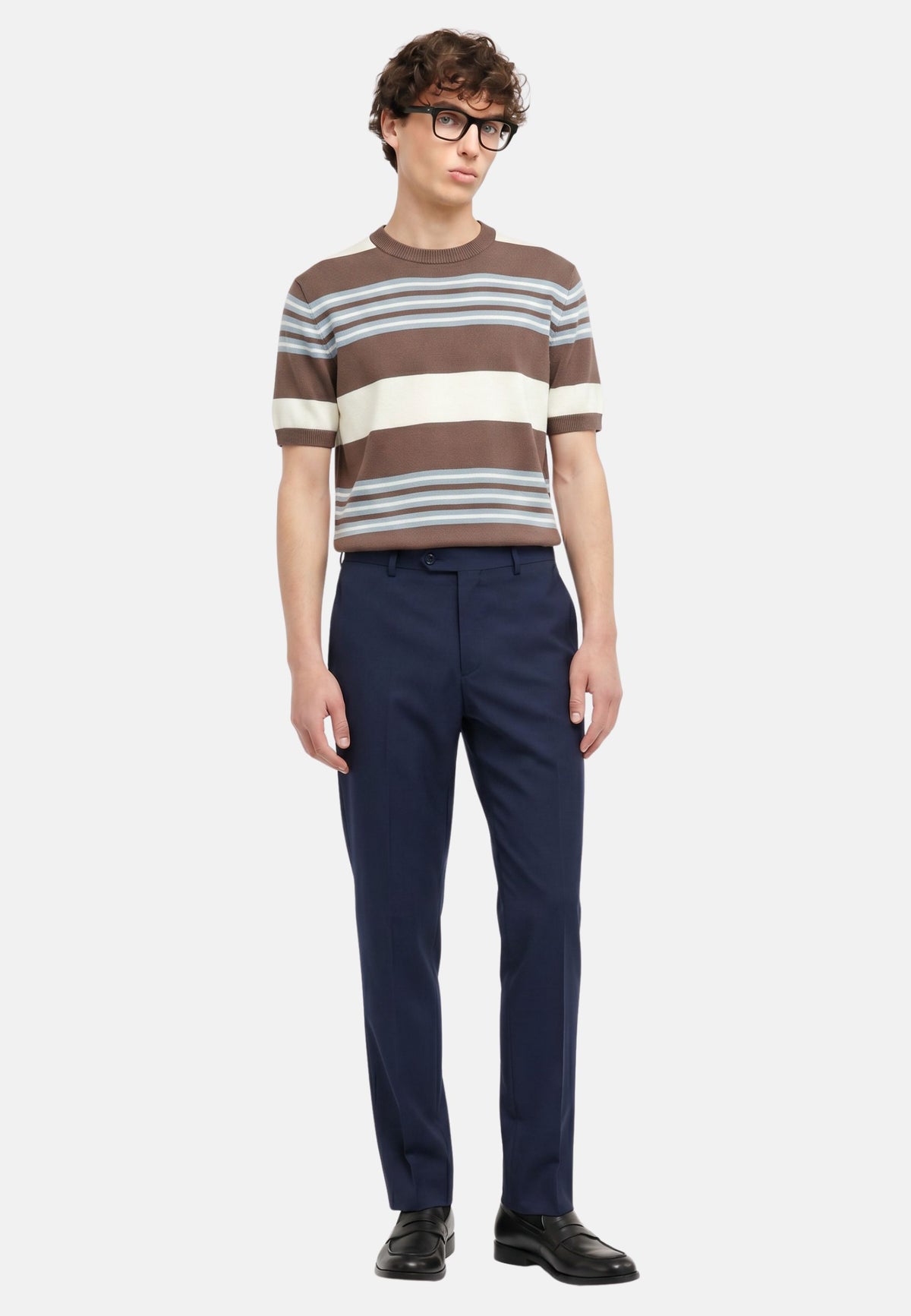 T-SHIRT M/M IN FILO - RIGATA MARRONE