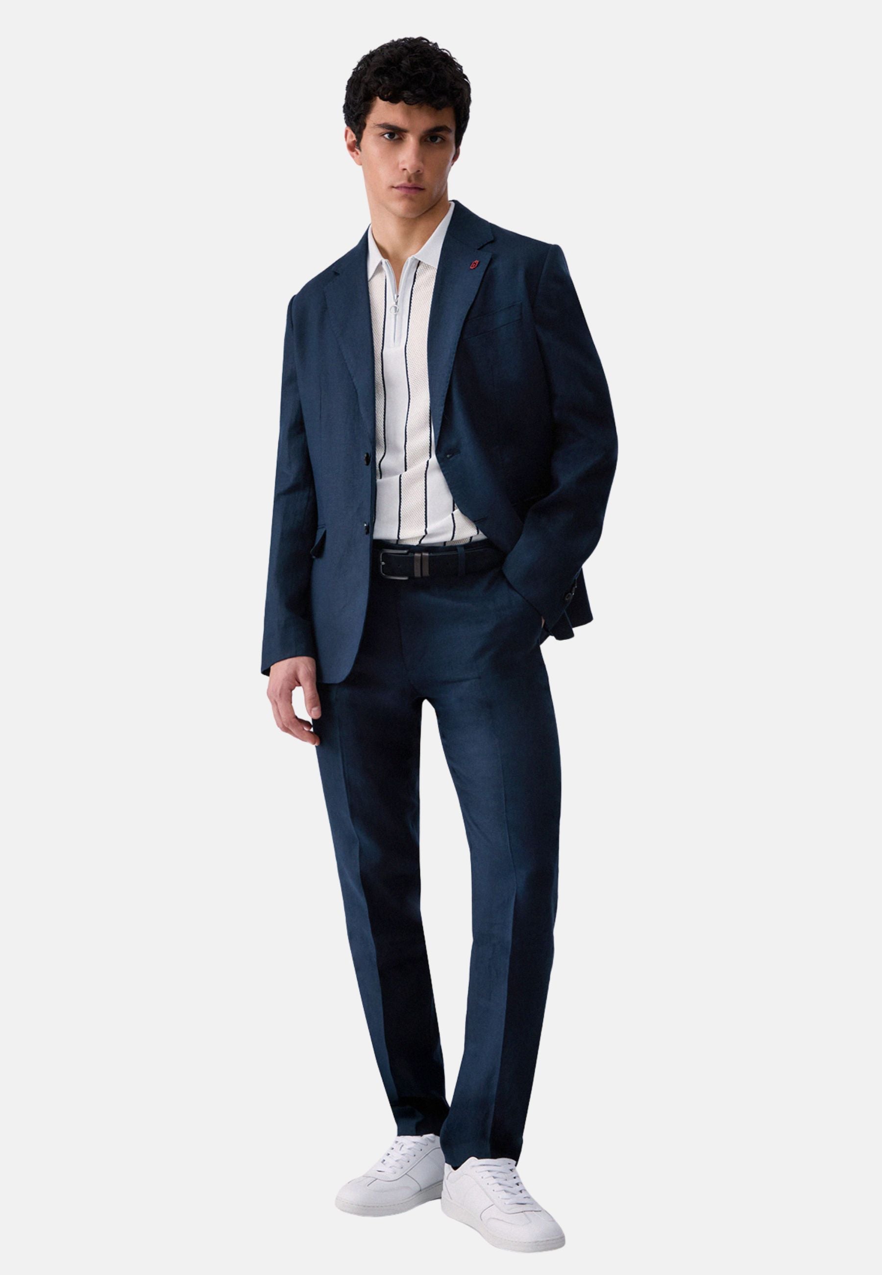 GIACCA BLAZER LINO - blu