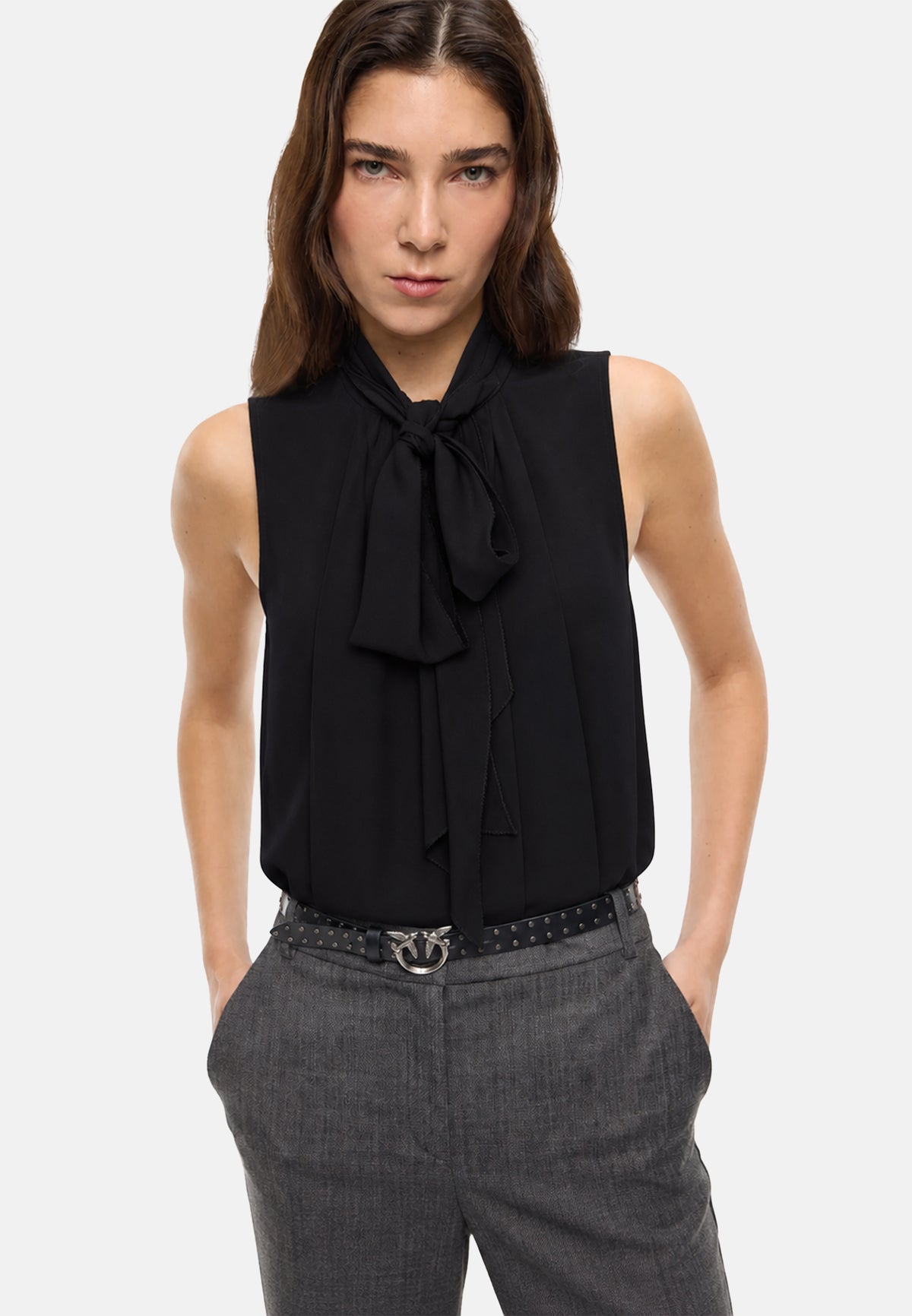 BOVARDIA BLUSA CRESPO FLUIDO - BLACK
