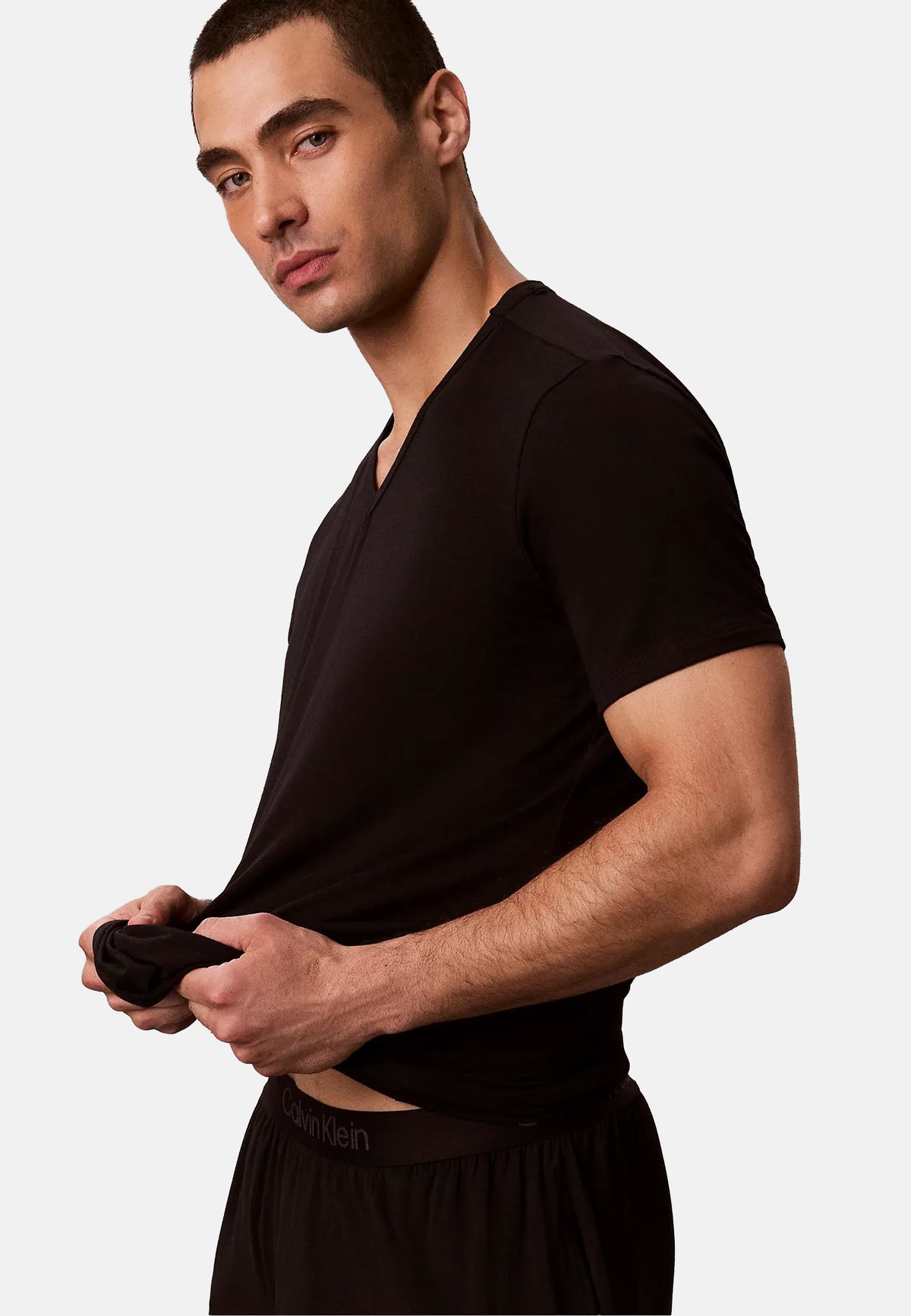 S/S V NECK 3PK - BLACK