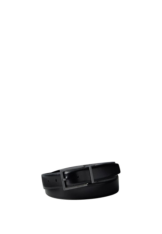 SQUARE BUKLE 32MM REV/ADJ - BLACK/CK DARK BROWN