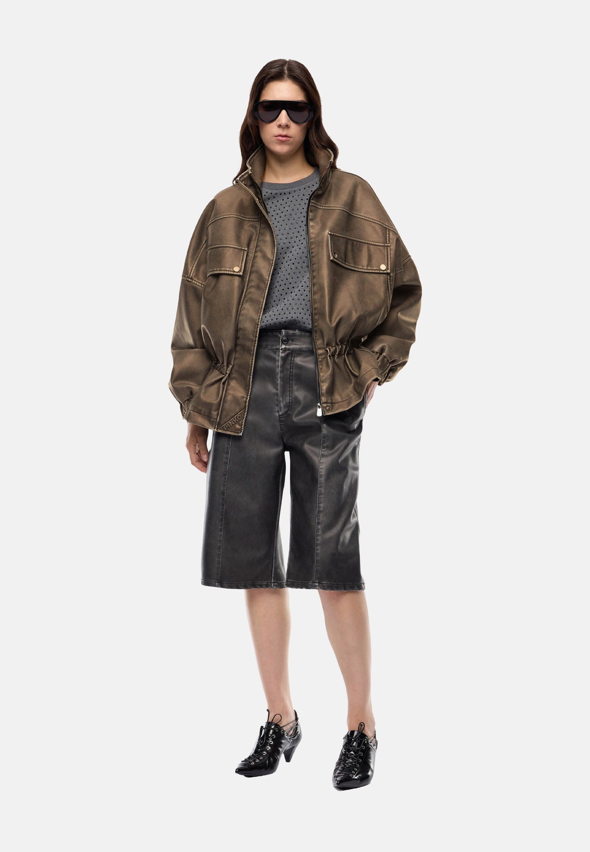 BARKERIA BLOUSON TELA SPALMATA - BROWN