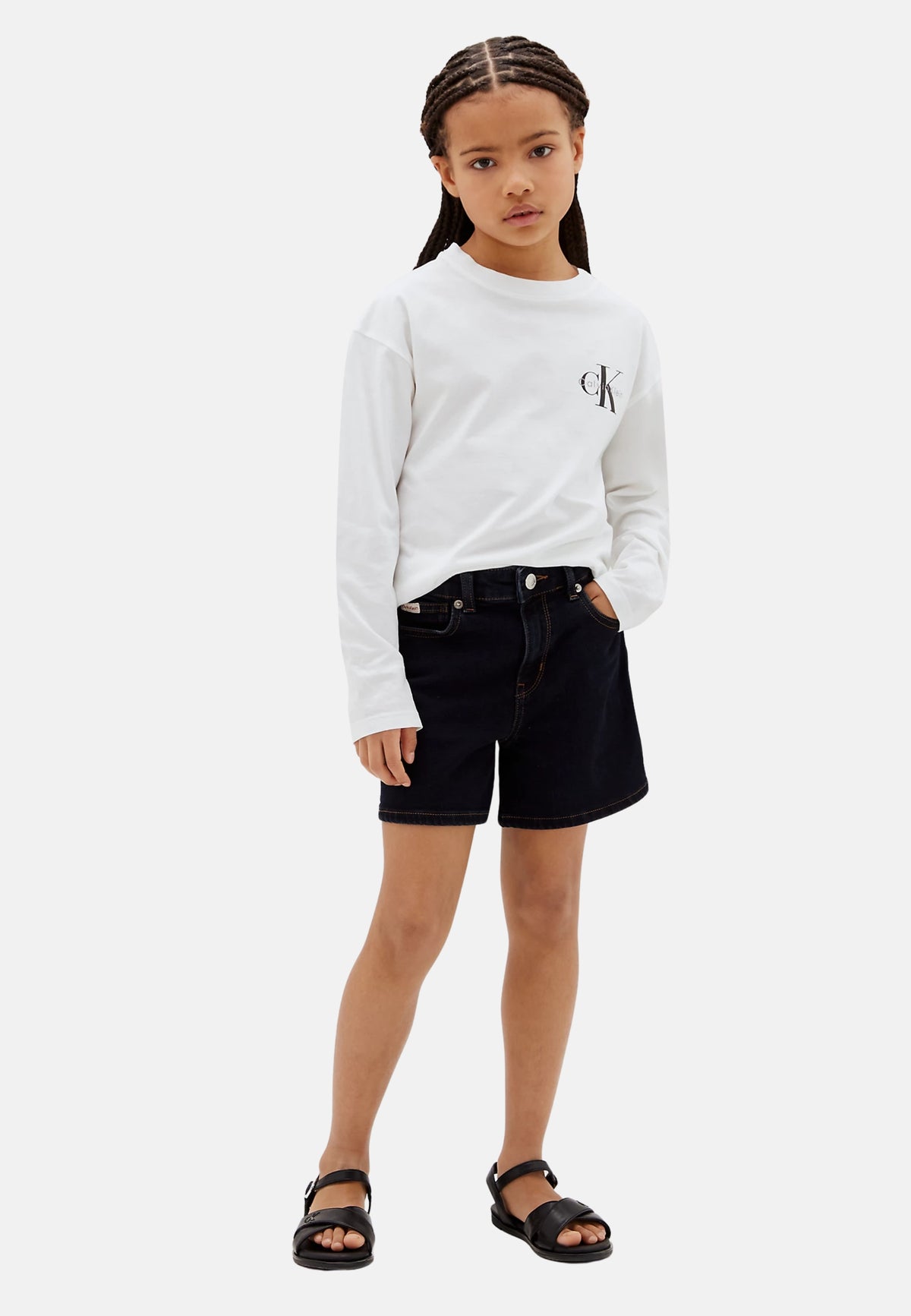 SMALL CHEST MONOLOGO LS T-SHIRT - BRIGHT WHITE