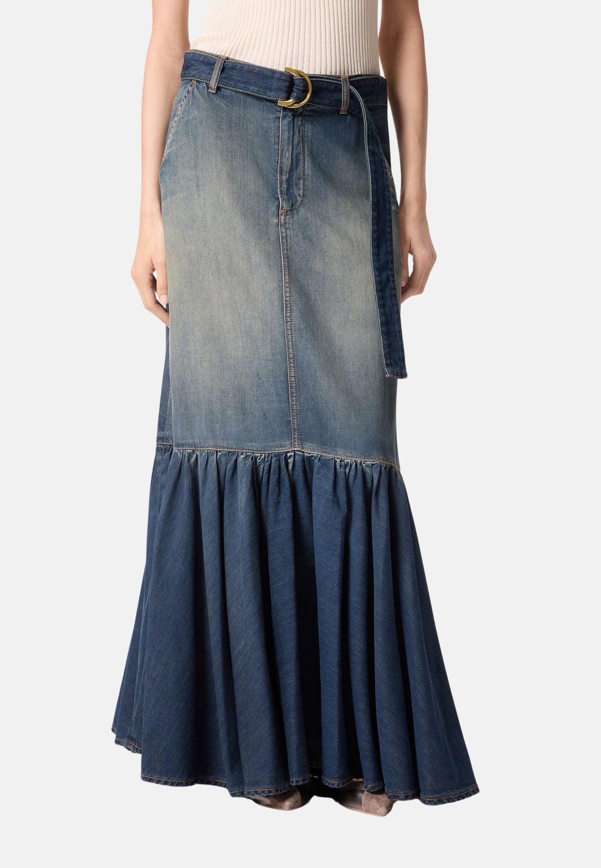 GUARDIANO GONNA LIGHT DENIM FLUIDO - LAVAGGIO MEDIO