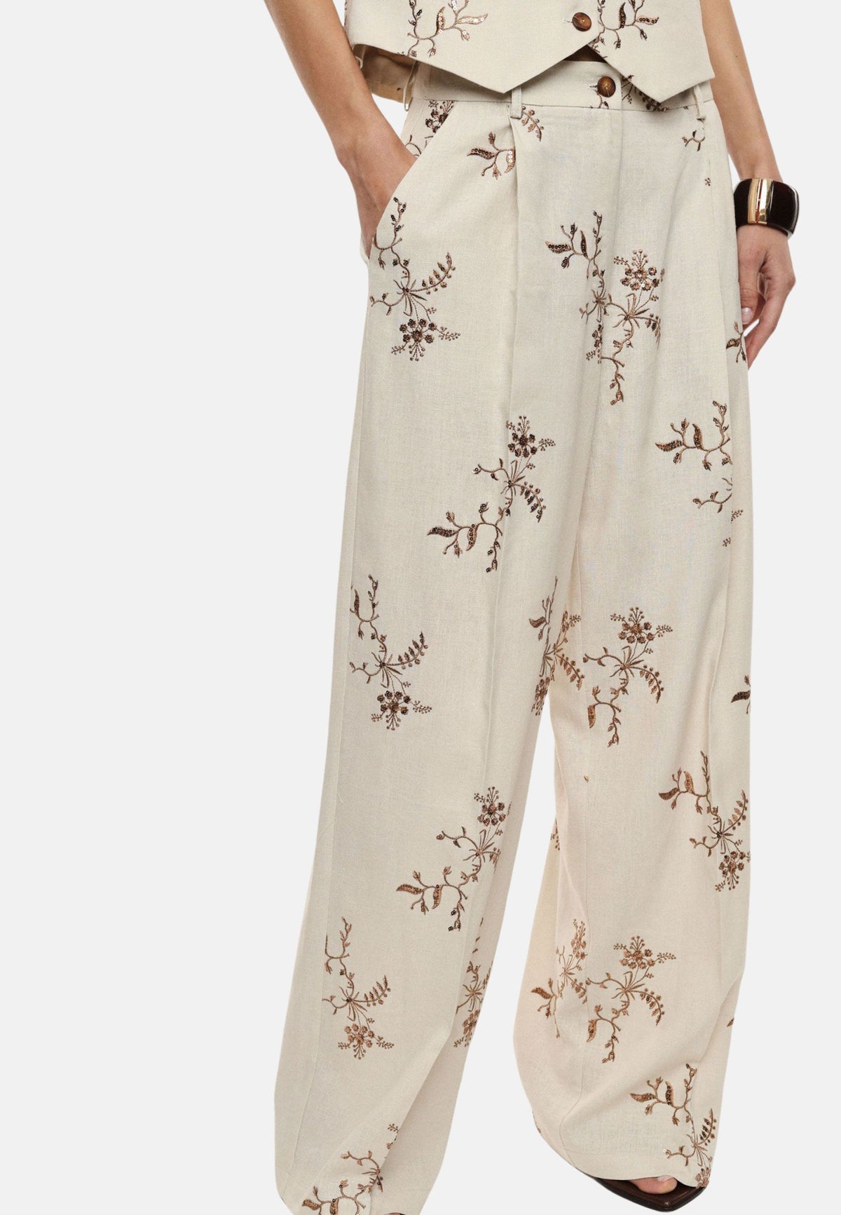 PANTALONE - ECRU'/TABACCO
