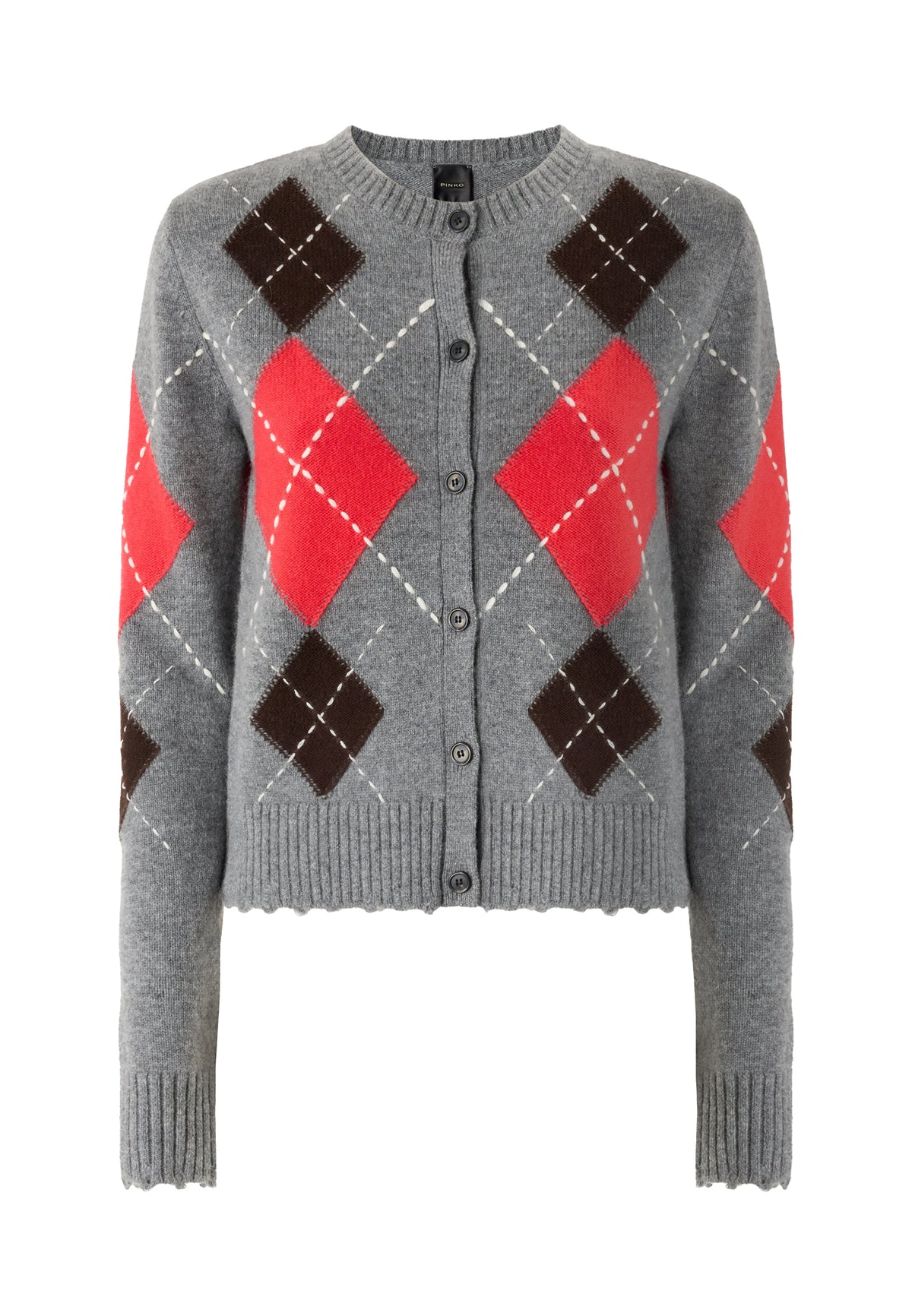CARDIFF CARDIGAN ARGYLE CON CLOTH STITCH - GRIGIO/MAR